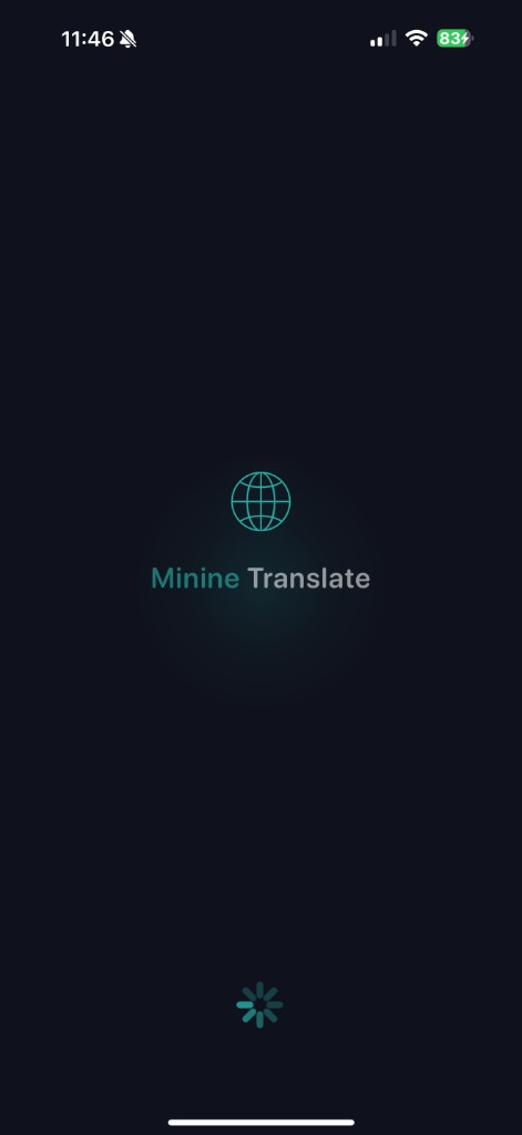 Minine Translate app launch and splash